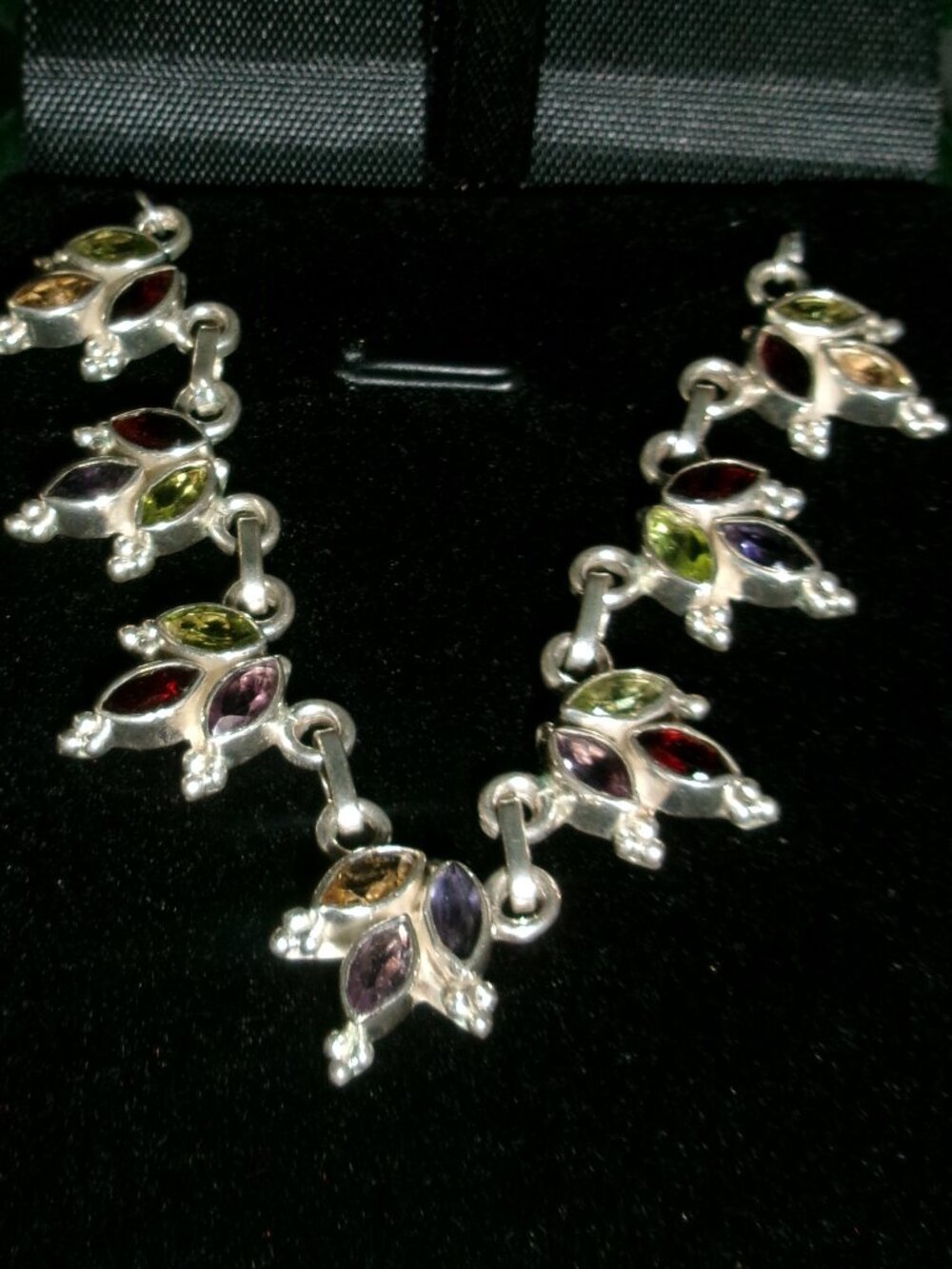 Vintage Multi-gemstone Silver Choker Necklace